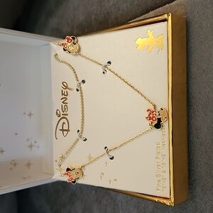 NIB Disney Classics Minnie Mouse Charm 2 Necklace Set Woman/ Girls. Gold/S ilver